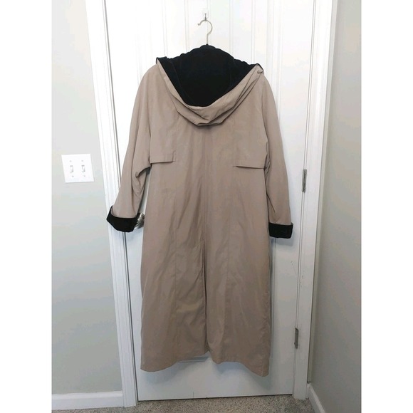 90s London Fog Double Breast Trench Duster Coat Hood Removable Wool Liner 8 Reg - Picture 2 of 9